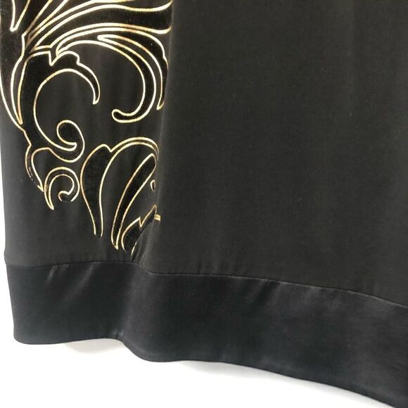 cache womens black gold velvet contrast printed sheath dress size 12 long sleeve - Picture 3 of 13